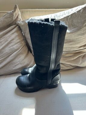 No. 6 Black Suede Shearling Boot